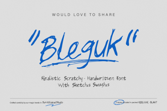 Bleguk, a Handwritten Font for Editorial Projects